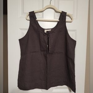 Eileen Fisher Sequined Linen Tank in Charcoal Gray